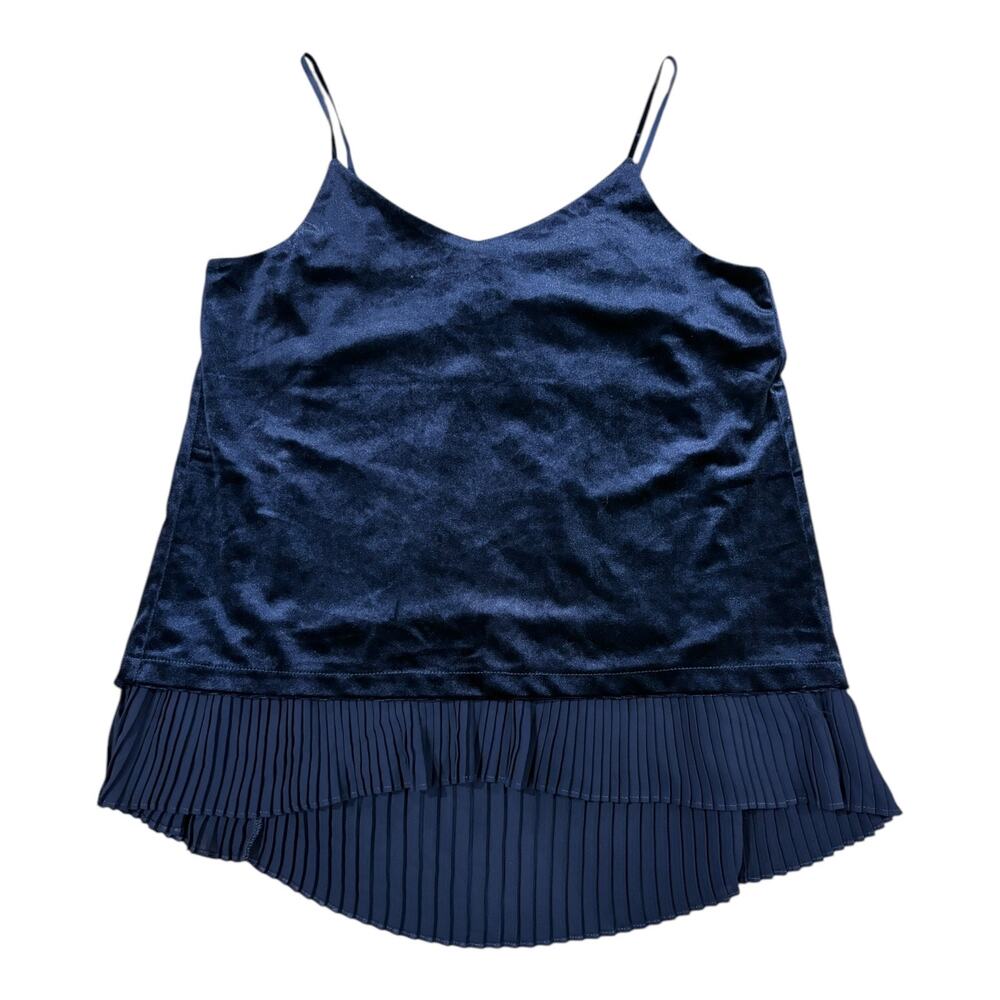 NWT Rose + Olive Womens Size Small Tank Top Navy Blue Velvet Layered